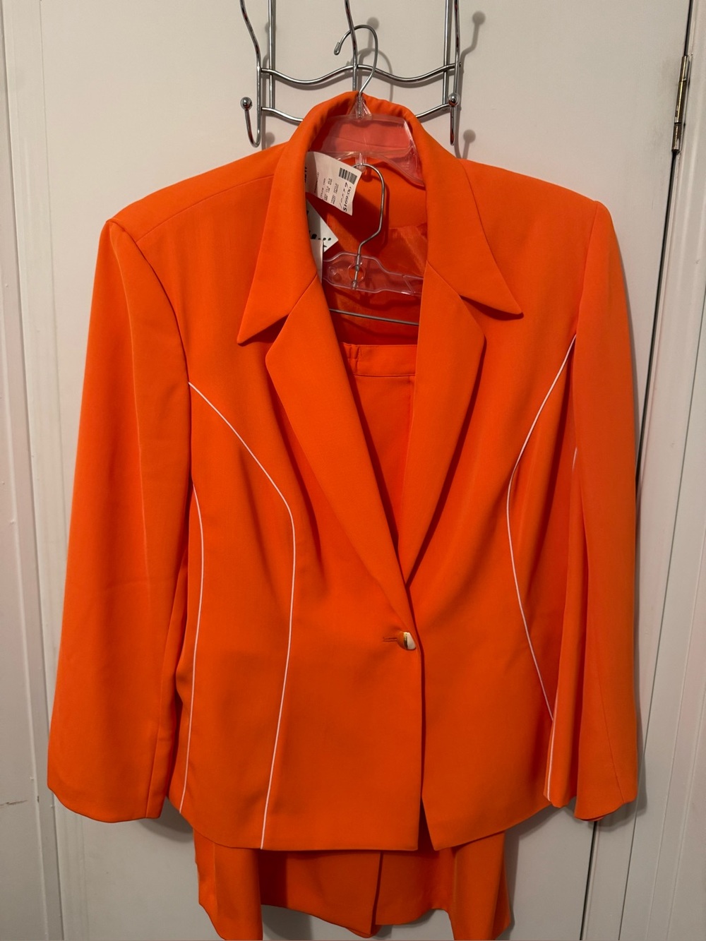 Women's Orange Tailored Blazer with White Piping